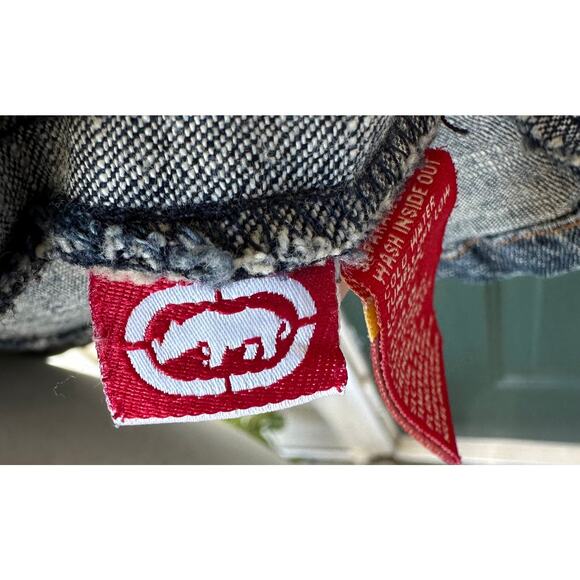 Vintage Ecko Red Denim Blazer Jacket Y2K Fitted Stretch Jean Jacket Sz S - Picture 9 of 11